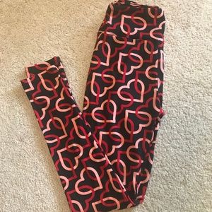 LuLaRoe Leggings, Hearts, One Size